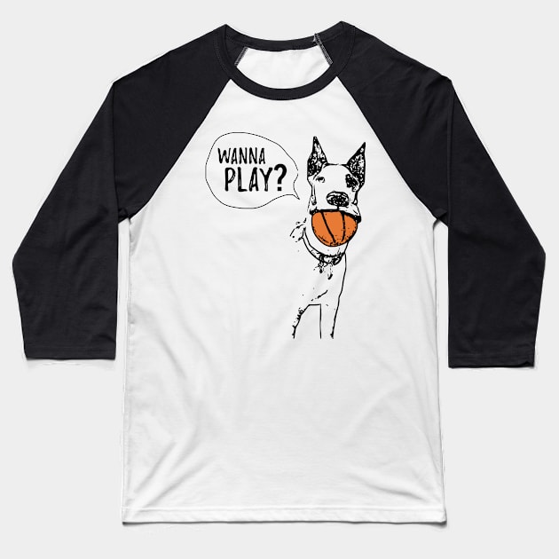 Wanna play? Great Dane with basketball design Baseball T-Shirt by Max